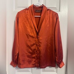 ❤️ Vintage Worthington Rust Blouse | 90s Button Front Petite
